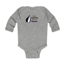 Load image into Gallery viewer, I pee lightning and Poop Thunder_Infant Long Sleeve Bodysuit