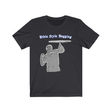 Load image into Gallery viewer, Bible Style Bagging_ Grey outline Unisex Jersey Short Sleeve Tee
