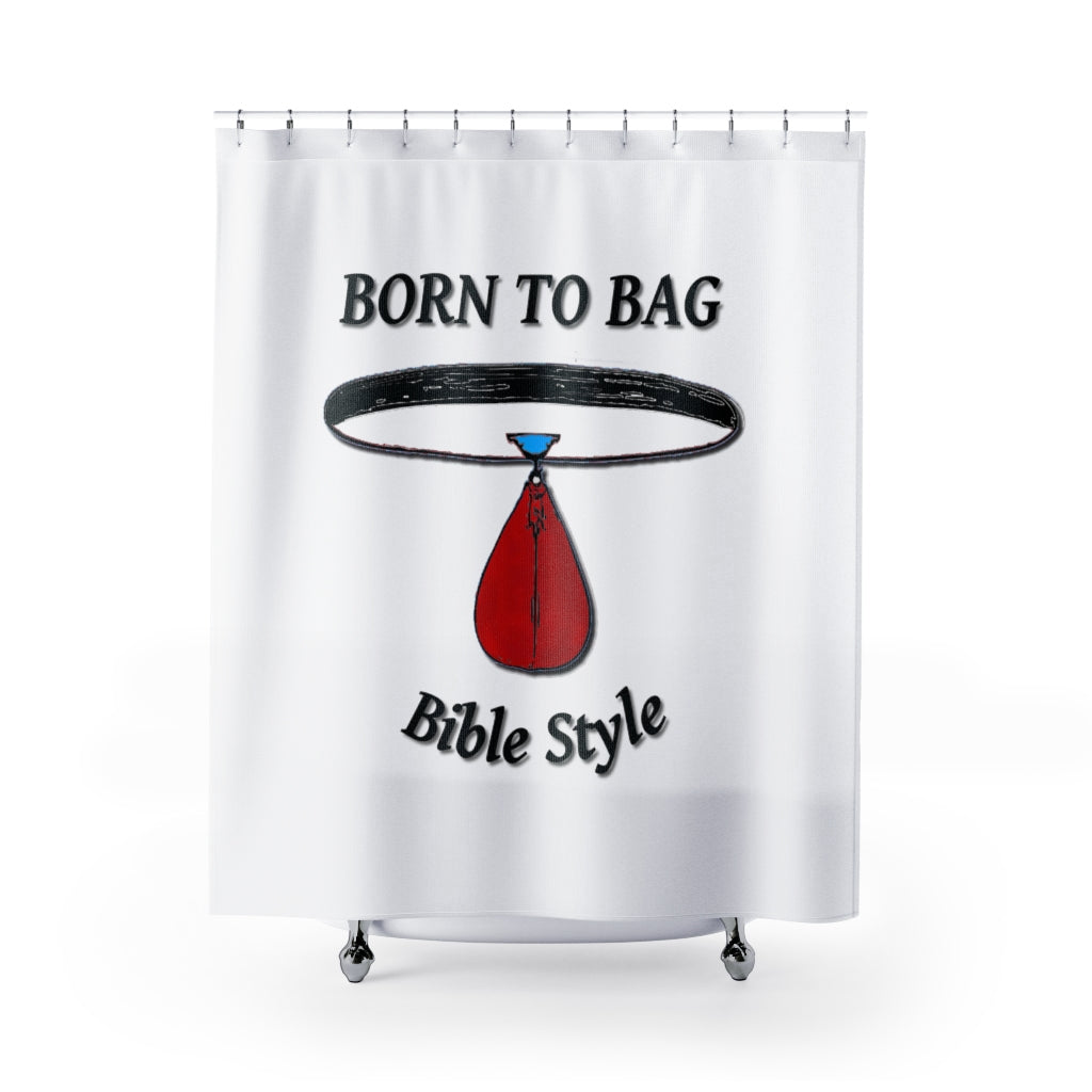 Born to Bag_White Shower Curtains